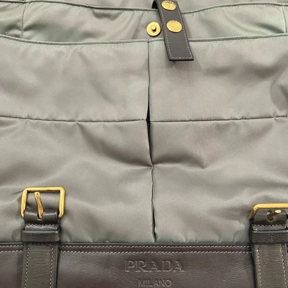 Prada Gray Laptop Bag with Black Accents